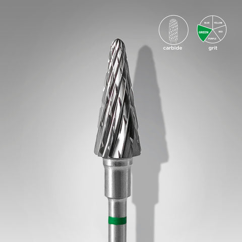 Staleks Pro Expert Carbide Nail Drill Bit Cone Green Head Diameter 6 mm Working Part 14 mm FT71G060/14