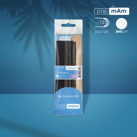 Staleks Pro Expert 22 papmAm Disposable Files 240 grit (10 pcs) and 2 Wooden Base 2 pcs DFCE-22-240/10