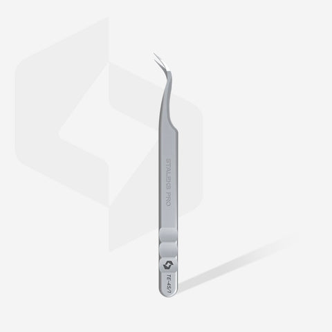 Staleks Pro Expert 45 Type 1 Professional Eyelash Tweezers with Fiber Tips Curved TE-45/1