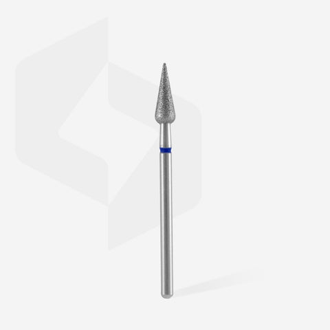 Staleks Pro Expert Diamond Nail Drill Bit Pointed Pear Blue Diameter 4 mm Working Part 12 mm FA100B040/12