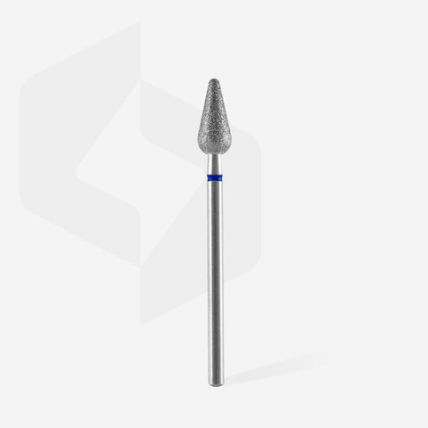 Staleks Pro Expert Diamond Nail Drill Bit Rounded Pear Blue Diameter 5 mm Working Part 12 mm FA101B050/12