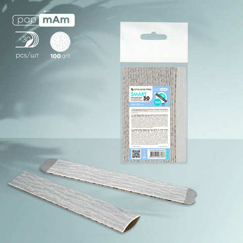 Staleks Pro Smart Disposable papmAm Files Soft Base For Straight Nail File Foam Layer 100 Grit 30 pcs DFC-20-100