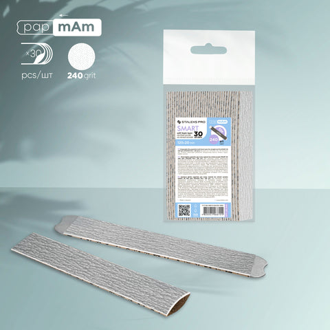 Staleks Pro Smart Disposable papmAm Files Soft Base For Straight Nail File Foam Layer 240 Grit 30 pcs DFC-20-240
