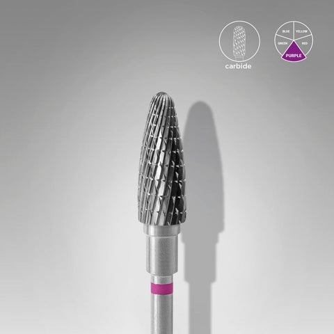 Staleks Pro Expert Carbide Nail Drill Bit Corn Purple Head Diameter 5 mm Working Part 13 mm FT90V050/13