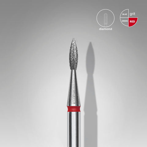 Staleks Pro Expert Diamond Nail Drill Bit Pointed Flame Red Head diameter 1.8 mm Working Part 8 mm FA11R018/8