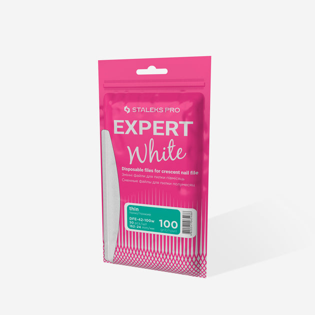 Staleks Pro Expert 42 White Disposable Files for Crescent Shape Nail F ...