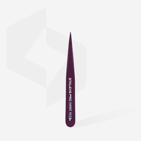 Staleks Pro Expert 11 Type 5v Eyebrow Tweezers Point Violet TE-11/5v