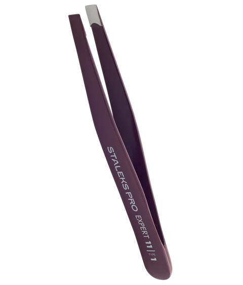 Staleks Pro Expert 11 Type 1 Eyebrow Tweezers Wide Straight TE-11/1 Violet