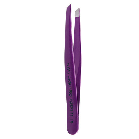 Staleks Pro Expert 11Type 3v Eyebrow Tweezers (Wide Slant, Violet Color) TE-11/3v